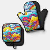 Regenboog achtergronden ovenwant & pannenlap set (Voorkant / Achterkant)