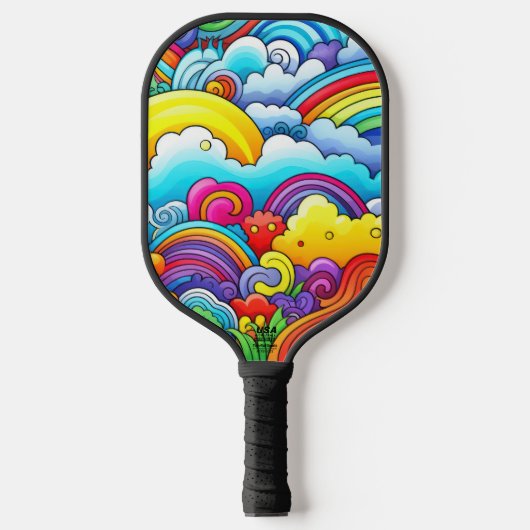 Regenboog achtergronden pickleball paddle (Voorkant)