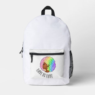 regenboog afro LGBTQ liefde is liefde trots zwart Bedrukte Rugzak