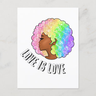 regenboog afro lgbtq liefde is liefde trots zwart  briefkaart