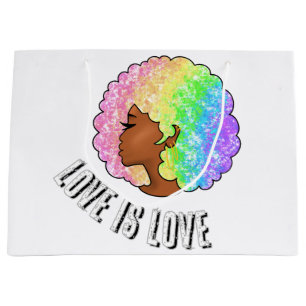 regenboog afro LGBTQ liefde is liefde trots zwart Groot Cadeauzakje