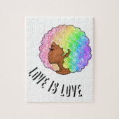 regenboog afro lgbtq liefde is liefde trots zwart legpuzzel (Verticaal)