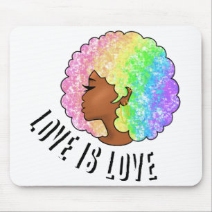 regenboog afro LGBTQ liefde is liefde trots zwart  Muismat