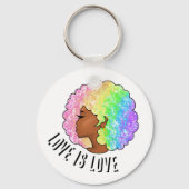 regenboog afro lgbtq liefde is liefde trots zwart  sleutelhanger (Voorkant)