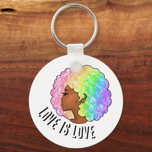 regenboog afro lgbtq liefde is liefde trots zwart  sleutelhanger (Voorkant)