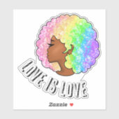 regenboog afro lgbtq liefde is liefde trots zwart  sticker (Vel)