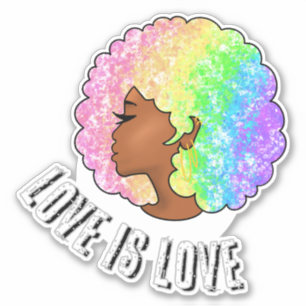regenboog afro lgbtq liefde is liefde trots zwart  sticker