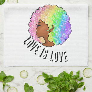 regenboog afro LGBTQ liefde is liefde trots zwart  Theedoek
