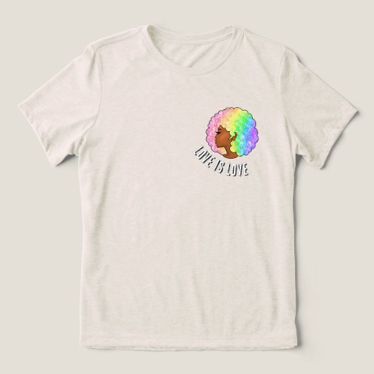 regenboog afro lgbtq liefde is liefde trots zwart Tri-Blend shirt (Design voorkant)