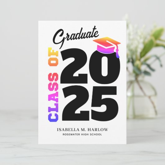 Regenboog Afstuderen Aankondiging (Staand voorkant)