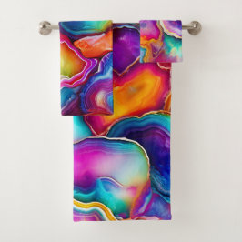 Regenboog Agaat Kleurrijk Abstract Geode Ontwerp Bad Handdoek