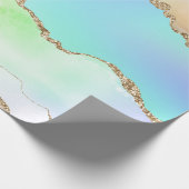 Regenboog Agaat Pastel Faux Glitter Cadeaupapier (Hoek)