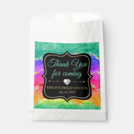 Regenboog Agate en Gouden Glitter Sweet 16 Bedankzakje