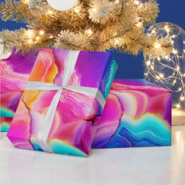 Regenboog Agate | Levendig Abstract Steenpatroon Cadeaupapier