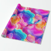 Regenboog Agate | Levendig Abstract Steenpatroon Cadeaupapier (Uitgerold)
