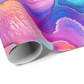 Regenboog Agate | Levendig Abstract Steenpatroon Cadeaupapier (Rol Hoek)