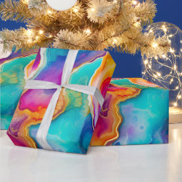 Regenboog Agate | Levendig Abstract Steenpatroon Cadeaupapier