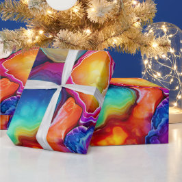 Regenboog Agate | Levendig Abstract Steenpatroon Cadeaupapier