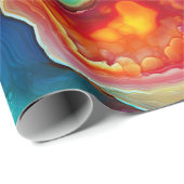 Regenboog Agate | Levendig Abstract Steenpatroon Cadeaupapier (Rol Hoek)