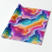 Regenboog Agate | Levendig Abstract Steenpatroon Cadeaupapier (Uitgerold)