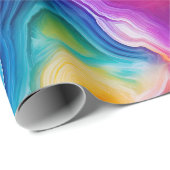 Regenboog Agate | Levendig Abstract Steenpatroon Cadeaupapier (Rol Hoek)