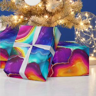 Regenboog Agate Levendig Abstract Steenpatroon Cadeaupapier
