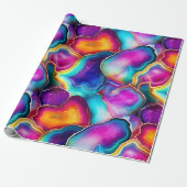 Regenboog Agate | Levendig Abstract Steenpatroon Cadeaupapier (Uitgerold)