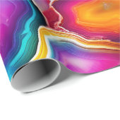 Regenboog Agate | Levendig Abstract Steenpatroon Cadeaupapier (Rol Hoek)