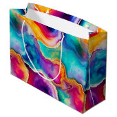 Regenboog Agate | Levendig Abstract Steenpatroon Groot Cadeauzakje (Achterkant Gekanteld)