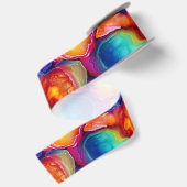 Regenboog Agate | Levendig Abstract Steenpatroon Satijnen Lint (Achterkant)