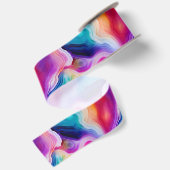 Regenboog Agate | Levendig Abstract Steenpatroon Satijnen Lint (Achterkant)