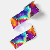 Regenboog Agate | Levendig Abstract Steenpatroon Satijnen Lint (Achterkant)
