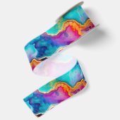 Regenboog Agate | Levendig Abstract Steenpatroon Satijnen Lint (Achterkant)