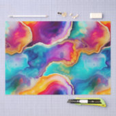 Regenboog Agate | Levendig Abstract Steenpatroon Tissuepapier (Craft)
