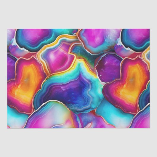 Regenboog Agate | Levendig Abstract Steenpatroon Tissuepapier (Voorkant)