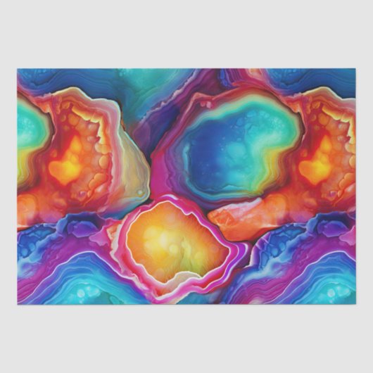 Regenboog Agate | Levendig Abstract Steenpatroon Tissuepapier (Voorkant)