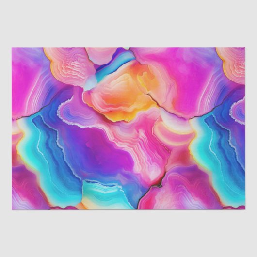 Regenboog Agate | Levendig Abstract Steenpatroon Tissuepapier (Voorkant)