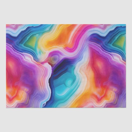 Regenboog Agate | Levendig Abstract Steenpatroon Tissuepapier (Voorkant)