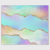 Regenboog Agate Pastel Nep Glitters Cadeaupapier (Vlak)