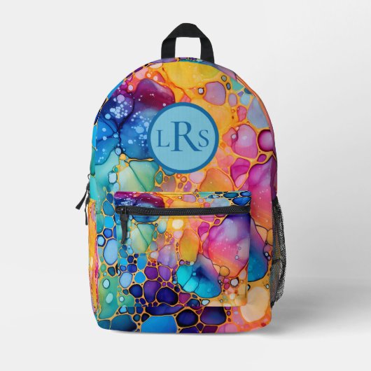 Regenboog Alcohol en Ink Bubble Print Rugzak (Voorkant)