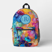 Regenboog Alcohol en Inkt Bubbelprint Rugzak (Voorkant)