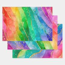 Regenboog Alcohol Inkt Goud Glitter Abstract Ontwe