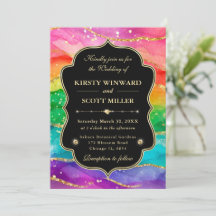 Regenboog Alcohol Inkt Goud Glitter Bruiloft