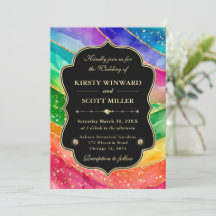 Regenboog Alcohol Inkt Goud Glitter Bruiloft