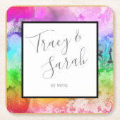 Regenboog Alcohol Inkt Waterverf  Kartonnen Onderzetters (Voorkant)