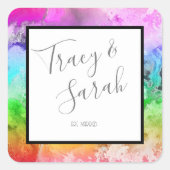 Regenboog Alcohol Inkt Waterverf  Vierkante Sticker (Voorkant)