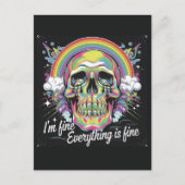 Regenboog Alles is Fijn Huilende Schedel Briefkaart (Voorkant)