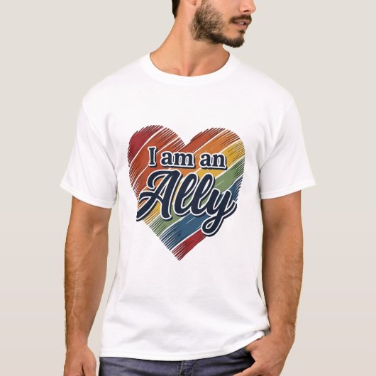 Regenboog Ally Heart Vector T-shirt ontwerp_1 (Voorkant)