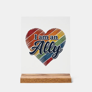 Regenboog Ally Heart Vector T-shirt Ontwerp_1 Acryl Bord