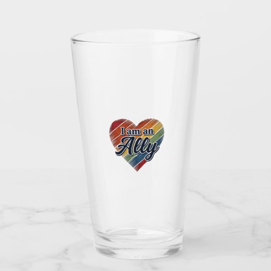Regenboog Ally Heart Vector T-shirt Ontwerp_1 Glas (Voorkant)